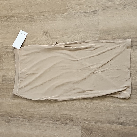 Lululemon Drapey Softstreme Column Midi Skirt Filbert Tan Size Small